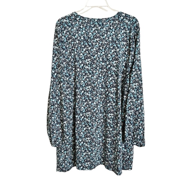 J Jill Floral Tunic Size XL Tall Womens Blue V Neck Long Sleeve Soft Modal Blend - Picture 5 of 9